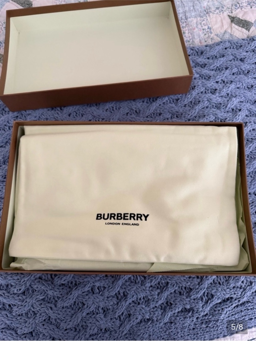 Burberry Brown and White Branded Packaging and Barcode Tag - Picture 2 of 7